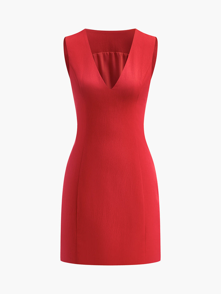 Ruby | Women's V-Neck Sleeveless Mini Dress Fitted Summer