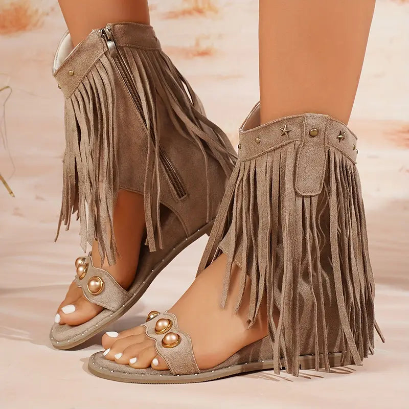 Tatiana | Women's Fringe Ankle Strap Sandals