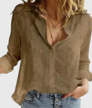 Hazel | Women's Linen Button Down Shirt Relaxed Fit Collar