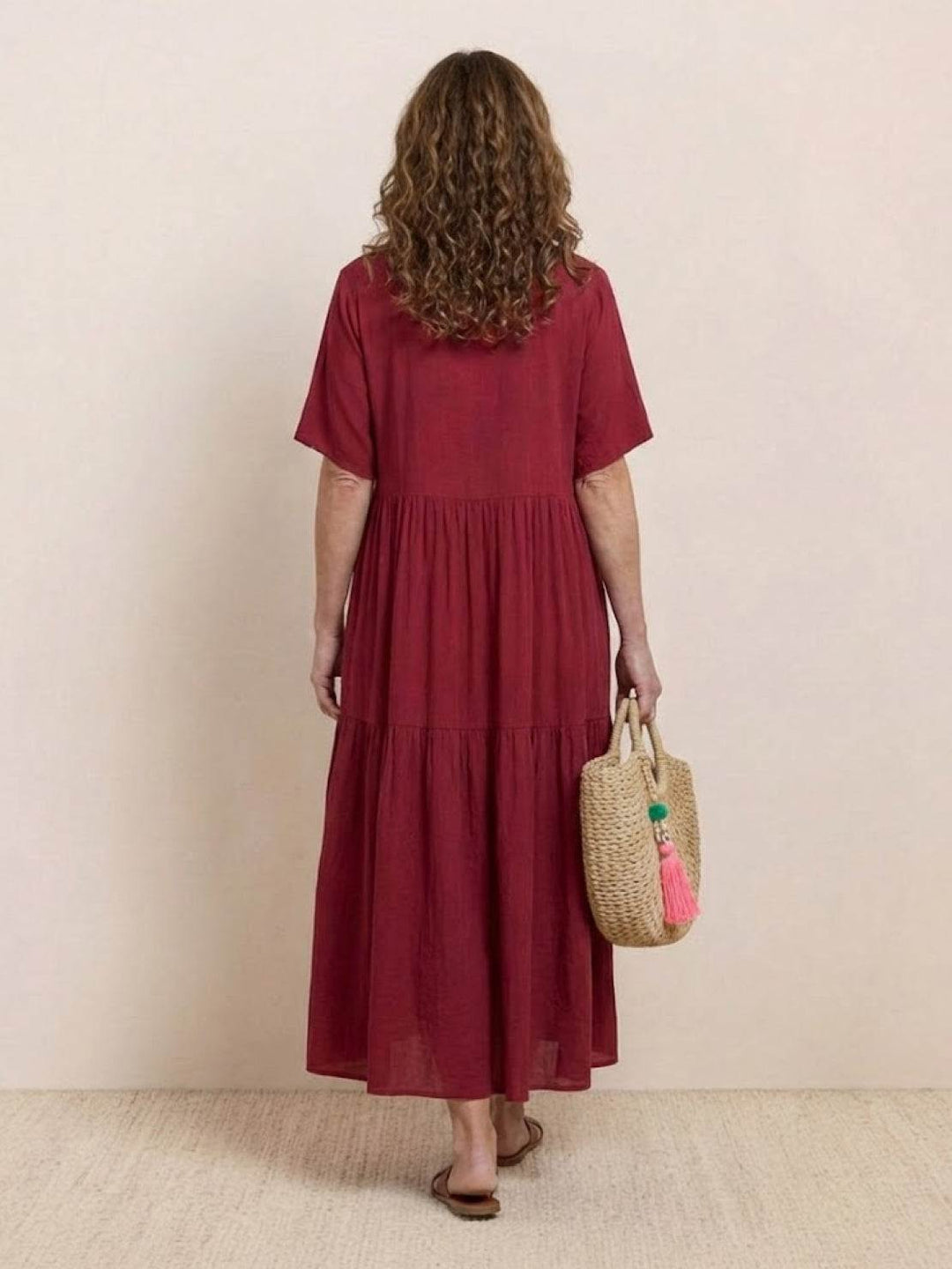 Willow | Women's V-Neck Tiered Maxi Dress Short Sleeve Swing