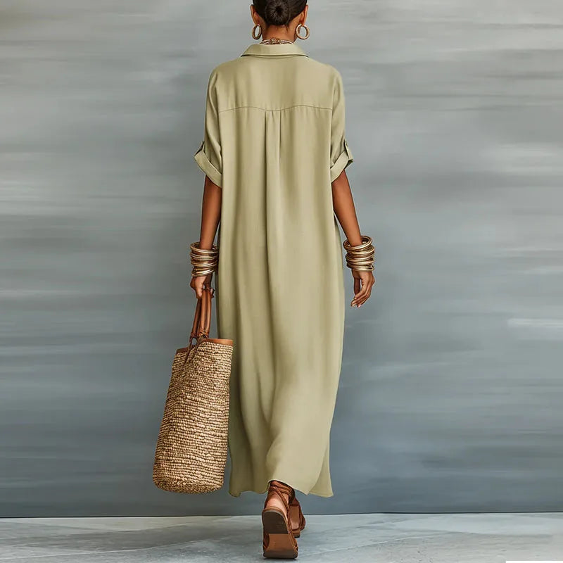 Willa | Women's Button Front Maxi Shirt Dress