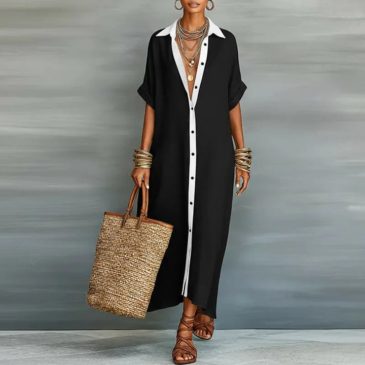 Willa | Women's Button Front Maxi Shirt Dress
