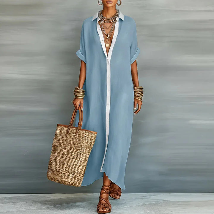 Willa | Women's Button Front Maxi Shirt Dress