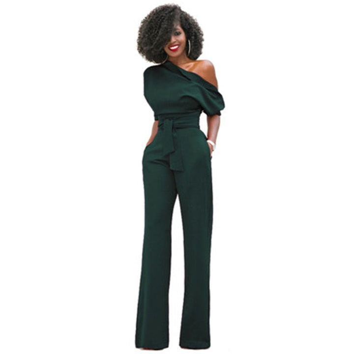 Dalissa | Women's One-Shoulder Wide-Leg Jumpsuit Belted Formal Playsuit