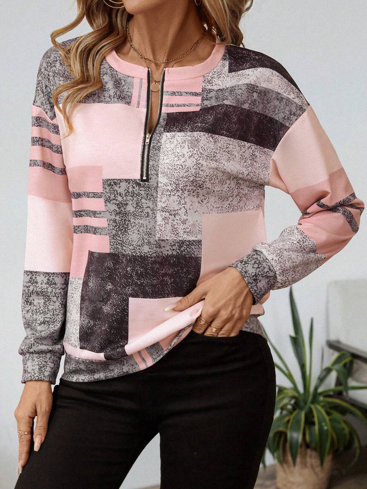 Zinnia | Women's Abstract Print Long Sleeve Top