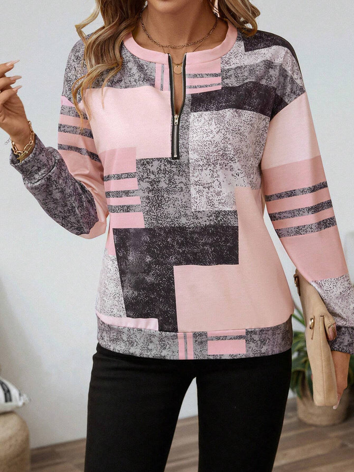 Zinnia | Women's Abstract Print Long Sleeve Top